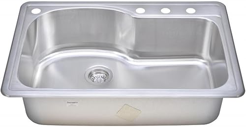 Paquete de fregadero de cocina de acero inoxidable de montaje superior de un solo tazón compensado de calibre 18