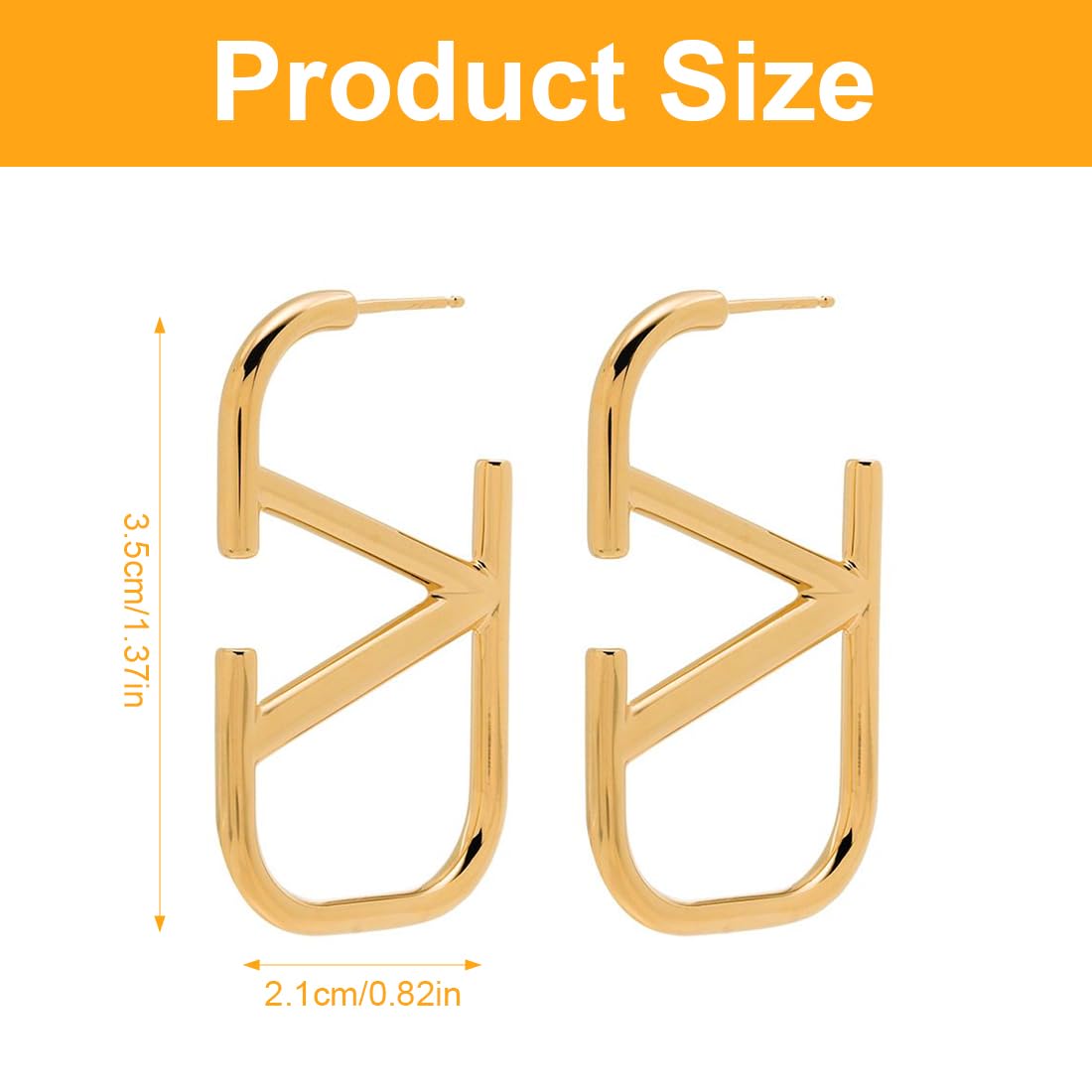 Orecchini A Cerchio Geometrici Oro Per Donna - Placcati 18K, Ipoallergenici, Senza Nichel, Stile Chevron