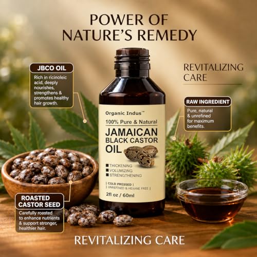 Image of Pure Jamaican Black Castor Oil (Ricinus communis /Arandi Oil) for Hair Growth, Eyelash and Eyebrow Care | Pure, Unrefined & Hexane Free | Glass Bottle 10ml