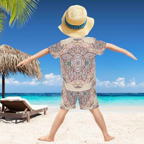 Image of visesunny Little Boys Short Sleeve T-Shirt Beach Shirts for Kids Casual Shorts Set Summer Clothes Outfits
