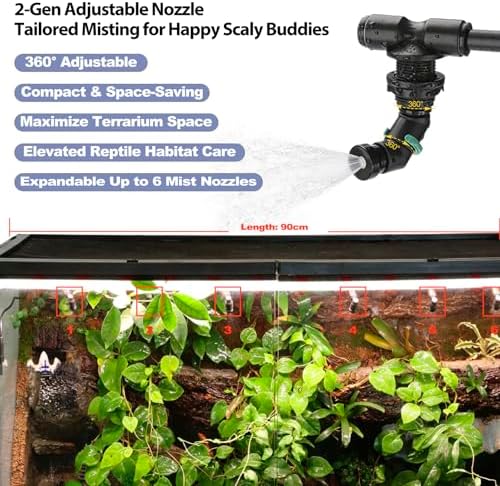 J&A Reptile Mister - Automatic Misting System for Reptile Tank & Terrarium, Auto Fogger with Adjustable Spray Nozzles, Quiet Operation for Lizards, Snakes, Chameleon, Plants (Grey&Black, New-Gen) - 3