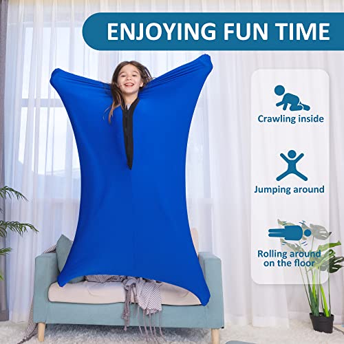 Image of OUTREE Sensory Body Sock for Kids, Full Body Sock Provides Deep Pressure Input, Relaxing Sensory Toys for Autistic Children with A Carrying Bag (Medium 47''x27'' Blue)