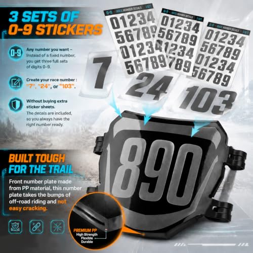 Image of JFG RACING Electric Dirt Bike Universal Number Plate & Sticker,PP Plastic | Plate with decal,flat decal face,for Surron LBX,for Yozma IN10,for Tutti Soleil,for Eskute,for Heybike,for Eride Pro