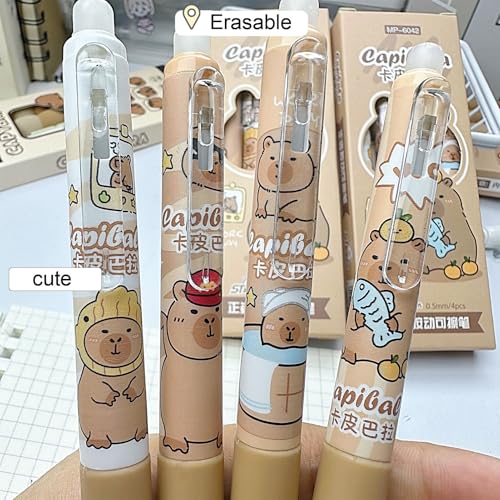 MOZXIRZ 4 bolígrafos de gel borrables 0.5 mm tinta negra miniatura 4
