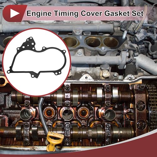Image of 1 Pcs Car Engine Timing Cover Gasket Set for Nissan Altima 3.5L V6 - Gas 2007-2014 Chain Case Cover Gasket No.23797JA10B Black Metal