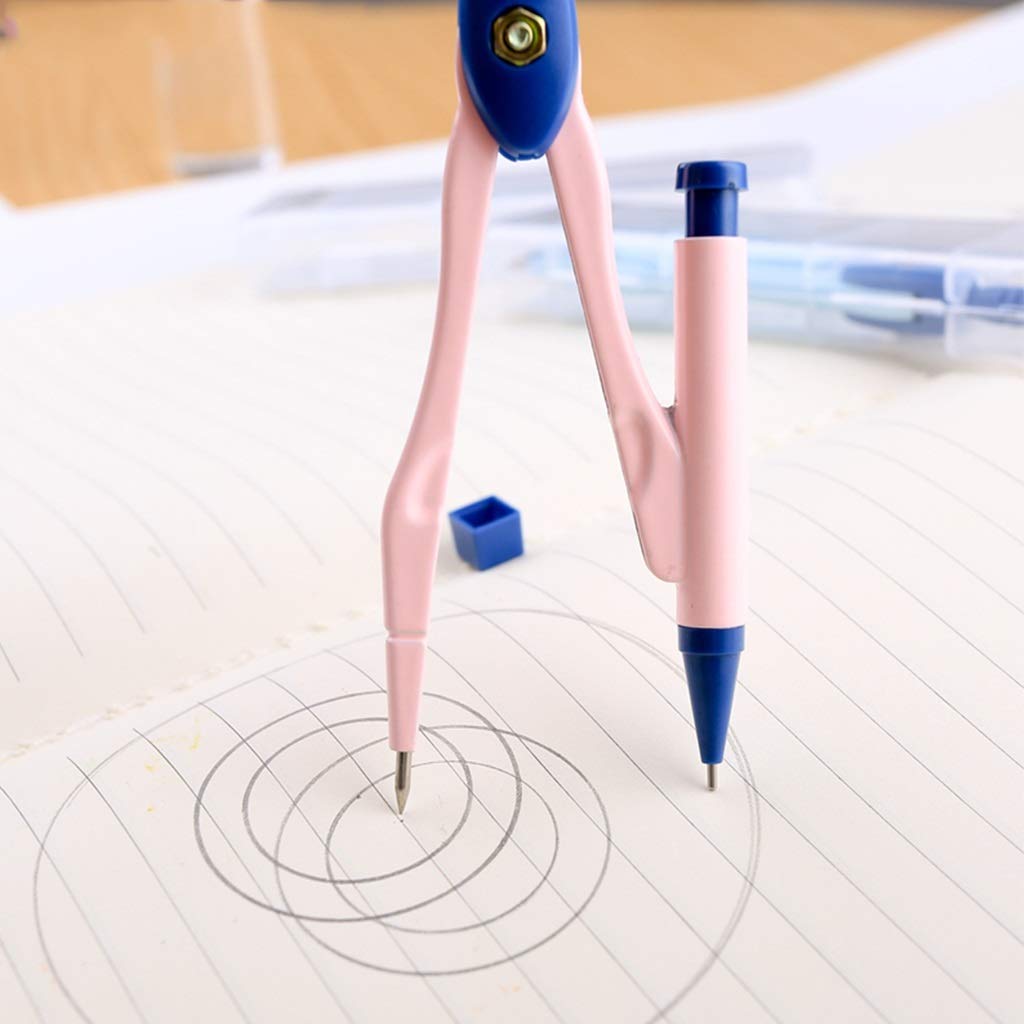 Compasso Semplice Per Studenti, Forniture Per Lo Studio, Grazioso Compasso Ad Arco Con 1 Confezione Di Mina Per Matita Meccanica, Kit Di Matematica E Geometria, Set Di Strumenti Di Misurazione, Rosa