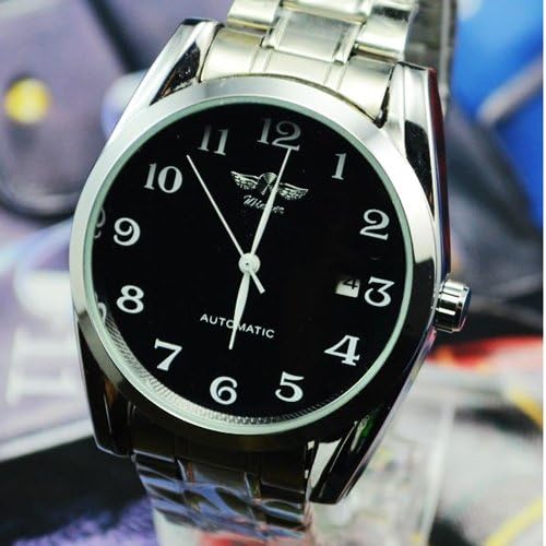 WINNER Stainless Steel Band Calendar Mens Self-Winding Auto Mechanical Wrist Watch