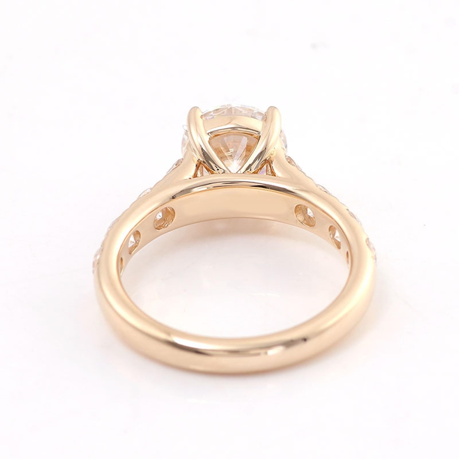 Pierścionek ślubny z prawdziwego żółtego złota próby 585, pierścionek damski z moissanite 2ct D Color VVS1 elegancki pierścionek zaręczynowy, prawdziwe złoto 14 K, z grawerunkiem dla kobiet