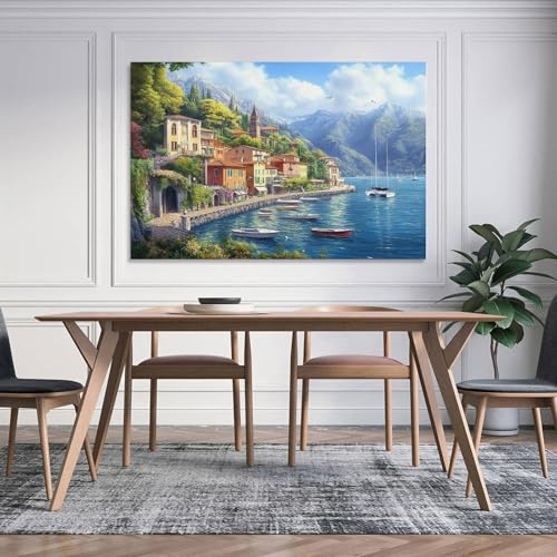 Lienzo para dormitorio grande con poster del Lago Como 4
