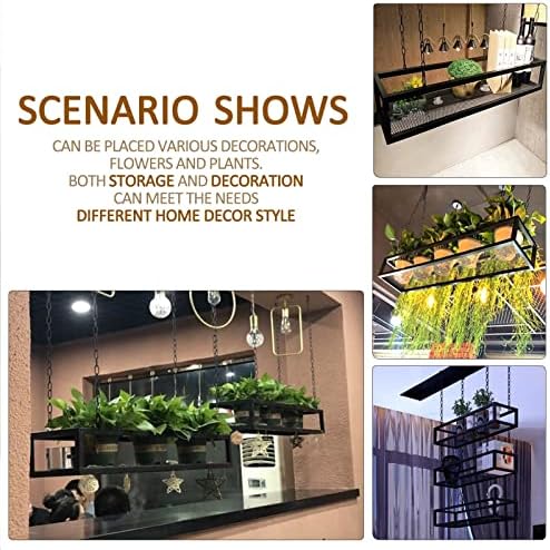 Floating Plant Shelves, Metal Storage Rack for Kitchen & Living Room, Iron Display Shelf for Pots, Pans, Wine Glasses & Home Decor - Stylish Hanging Organizer image 5