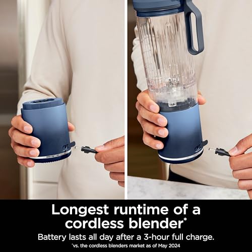 Ninja Blast Max, Portable Blender + Twist & Go, Personal Smoothie, Blend, Ice Crush, 3 Programs, Cordless, 22 oz removable Vessel, Dishwasher Safe, Leakproof, Navy, BC251NV
