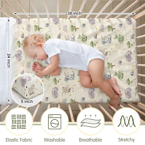 Image of Mindsoft 2 Pcs 24 in x 38 in Watercolor Dragon Infant Crib Sheets Set Mini Portable Crib Sheet Newborn Bedding Nursery Baby Sheets for Girl Boys Baby Gifts Breathable Only for Pack and Play