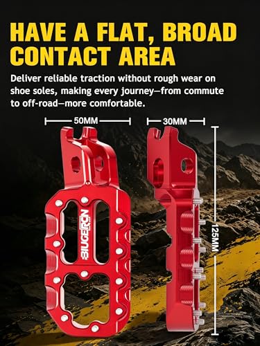 Image of JFG RACING Dirt Bike Foot Pegs,Forged 6063 Aluminum CNC Rest Pedal Footpegs for CR125 CR250 02-11 /CRF150R 07-24 /CRF250R 04-24 /CRF300L 21-24 /CRF450R 02-24 /CRF250X CRF450X CRF250RX CRF450RX-Red