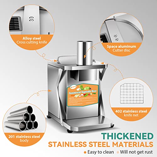 Newhai Commercial Vegetable Chopper Automatic Fruit Dicing Machine With 5/16’’ 15/64’’ Blade Stainless Steel For Potatoes Carrots Cubes Restaurant Use 110V #TOP2