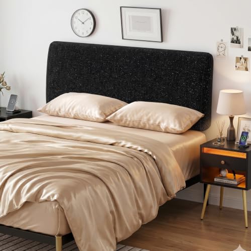 Image of Pinmoco 4.7 inch Upholstered Headboard for Queen Size Bed, Height Adjustable and Ergonomic Headboard, Easy Assemble, Sturdy and Durable, Starry Night Black