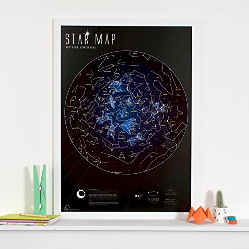 Maps International Glow in The Dark Star Poster - Constellations are Illuminated at Night -Black Wood Frame - Kids Print - 84.1cm (w) x 59.4cm (h)