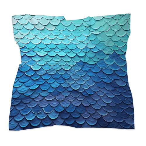 18" Square Head Scarf Blue Mermaid Fish Scale Lightweight Silk Scarf for Women Boho Neckerchief Soft Satin Bandanas Fashion Neck Scarves Silk Headwear for Bag Hair Scarves Gift3