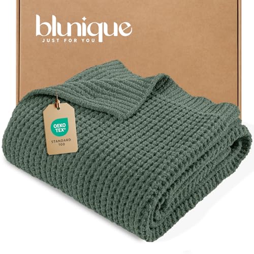blunique Waffle Knit Throw Blanket, Luxury Cozy...