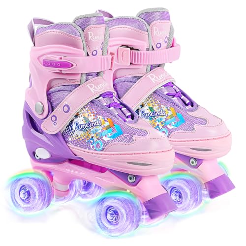 Runcinds Kinder Rollschuhe für Mädchen, Frauen, 4 Größen verstellbar,...