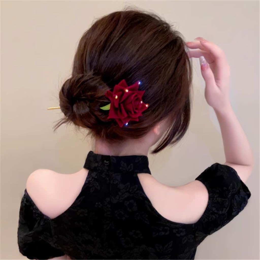 Épingle à cheveux rose au style ancien avec fixation robuste