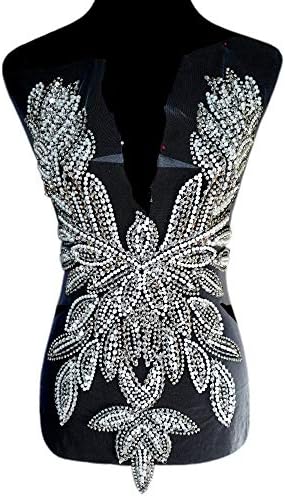 Sew on Applique Crystals Patches Silver Sequins Pearl Beads Particular Design Entrance Panel Stitching for Night Promenade Costume Accent (Silver) 2 517ujFPy+3L. AC