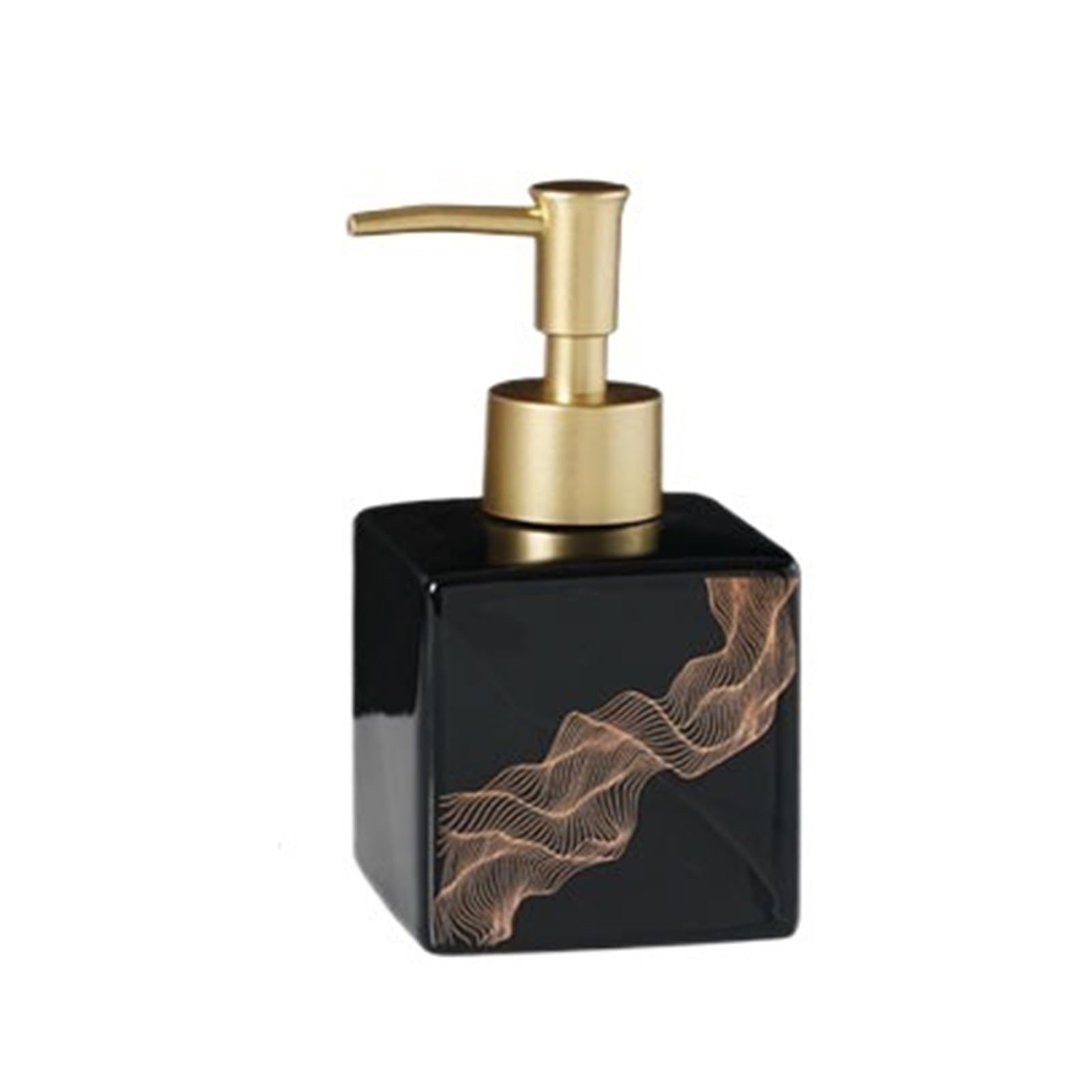 Soap Dispenser Ceramic Square Lotion Squeeze Bottle Bathroom Shampoo Soap Dispenser With Pump(Black)