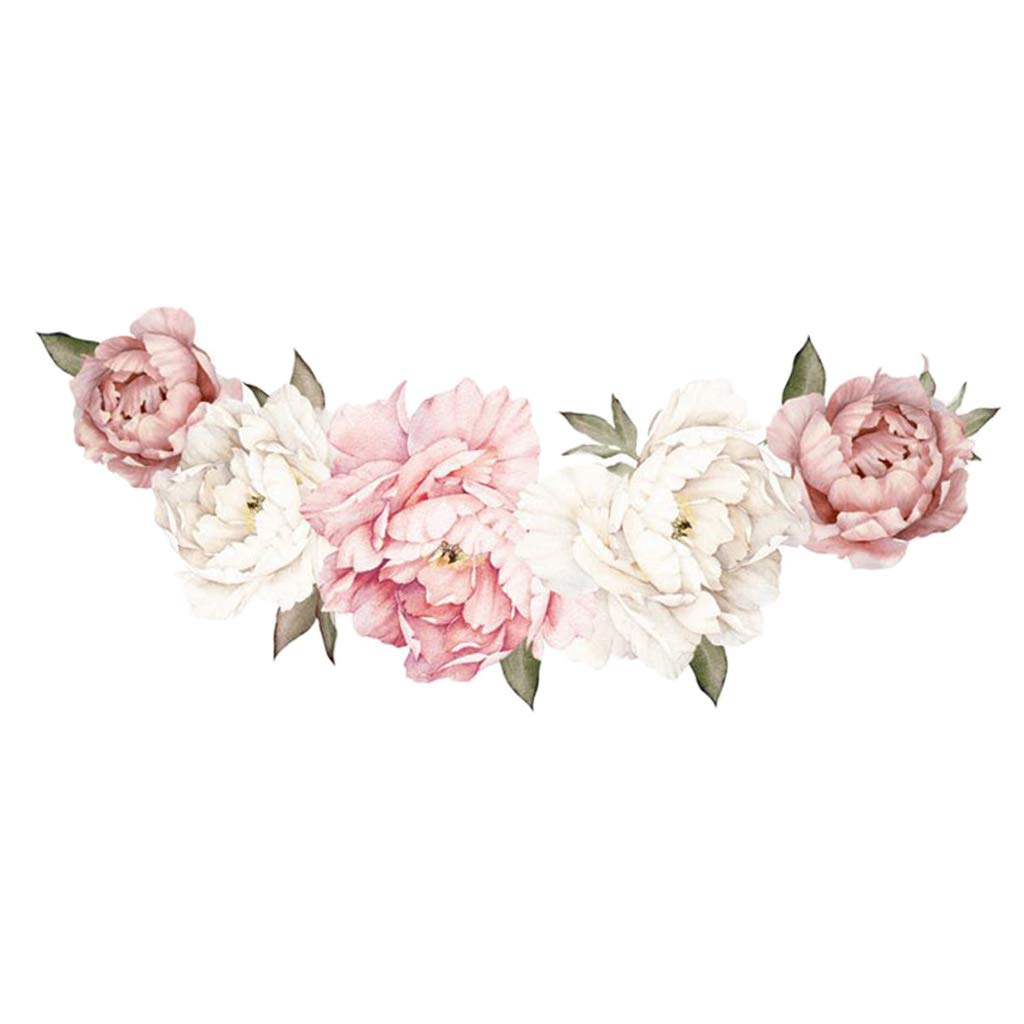 SKKWJEGE Peony Flowers Wall Sticker Waterproof PVC