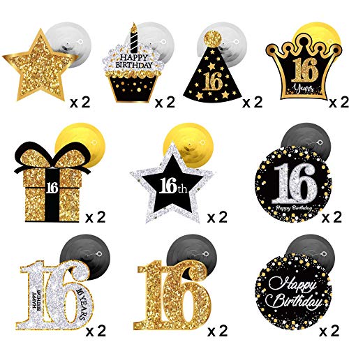 Image of Frienda 30 Pieces 16th Birthday Party Decorations Birthday Party Decorative Cards and Hanging Swirls Ceiling Decorations Shiny Celebration Hanging Swirls Decorations for Birthday Party Supplies