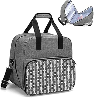 Yarwo Sewing Machine Bag with Bottom Wooden Board, Universal Sewing Machine Case Fit for Most Standard Sewing Machine and Accessories, Grey with Arrow Pattern