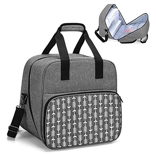 Yarwo Bolsa para Máquina de Coser, Maletas de Transporte Máquinas de Coser Adecuado para la Mayoría de Las Máquinas de Coser, Gris con Patrón de Flecha