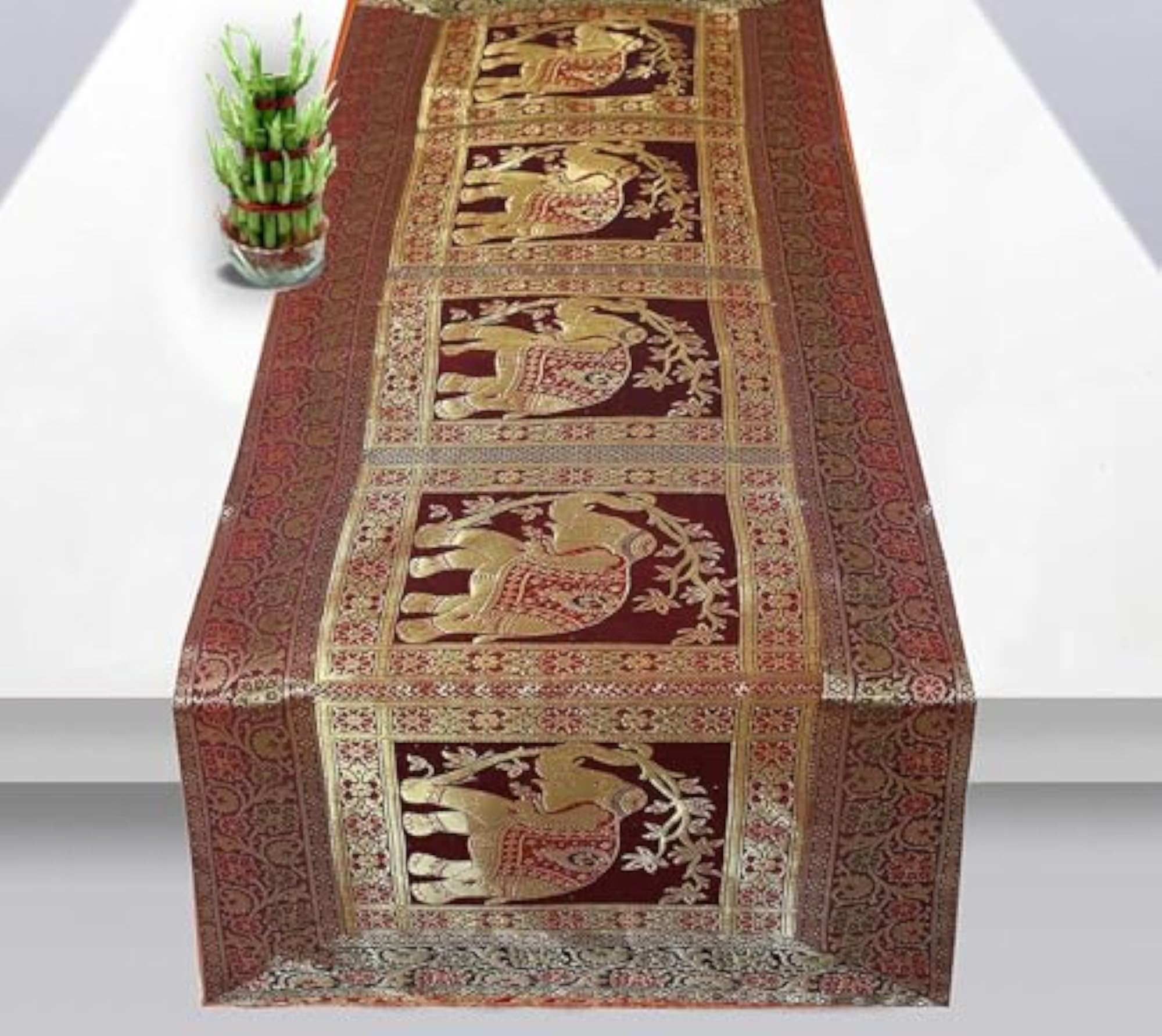Indian Traditional Decorative Silk Table Runner 60x16 Inches