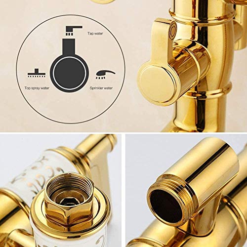 Robinet et colonne de douche dorée pour booster la pression d'eau faible