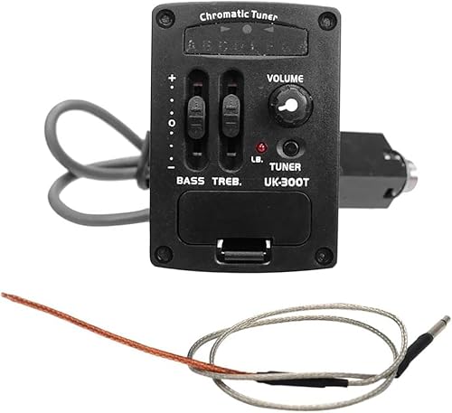 Pistro UK-3000T クロマチック EQ ピエゾ ピックアップ ウクレレギター用、ブラック、長さ53cm、2バンドEQ&チューナー付き(68cm)