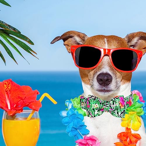 Dog Collar With Bowtie, Aloha Summer Style Adjustable Dog Collar Comfortable Durable Fashion Dog Collar With Metal Buckle For Small Medium Large Dog And Cat Pet Gift (S 9.8"-15.7") #TOP4