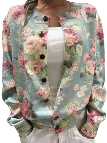 SOLY HUX Women's Floral Print Button Down Cardigan Sweater Lightweight Cozy Fall Outfits Trendy 2025...
