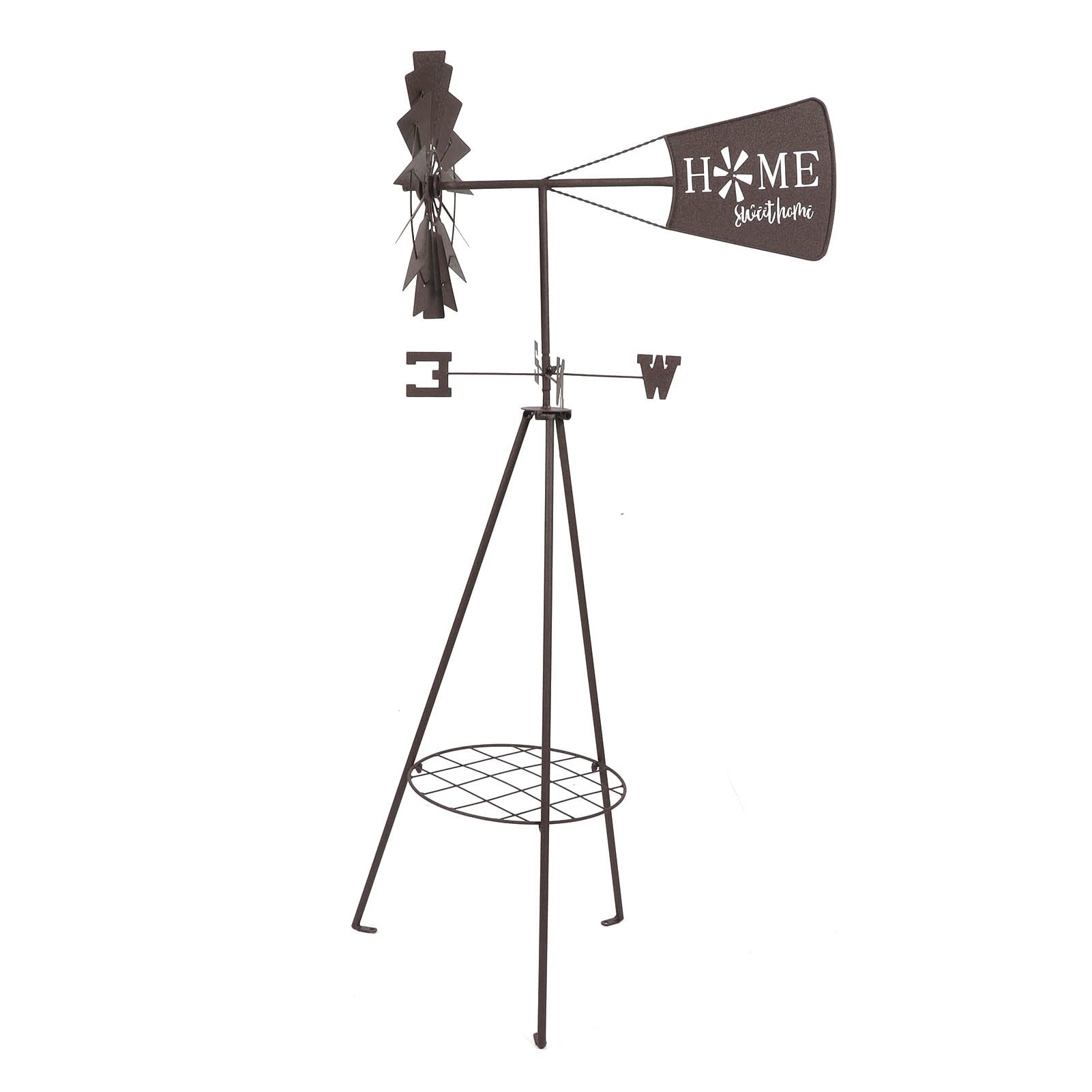 Support d'empotage pour moulin à vent de jardin, étagère fleurs extérieur en fer 151cm