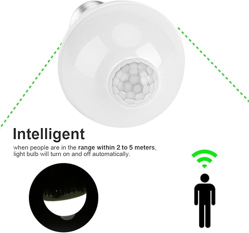 Miniatura 2 de Keenso Bombilla con sensor de movimiento E27 de 7 W, bombillas LED PIR con sensor infrarrojo inteligente, luz nocturna de encendido/apagado