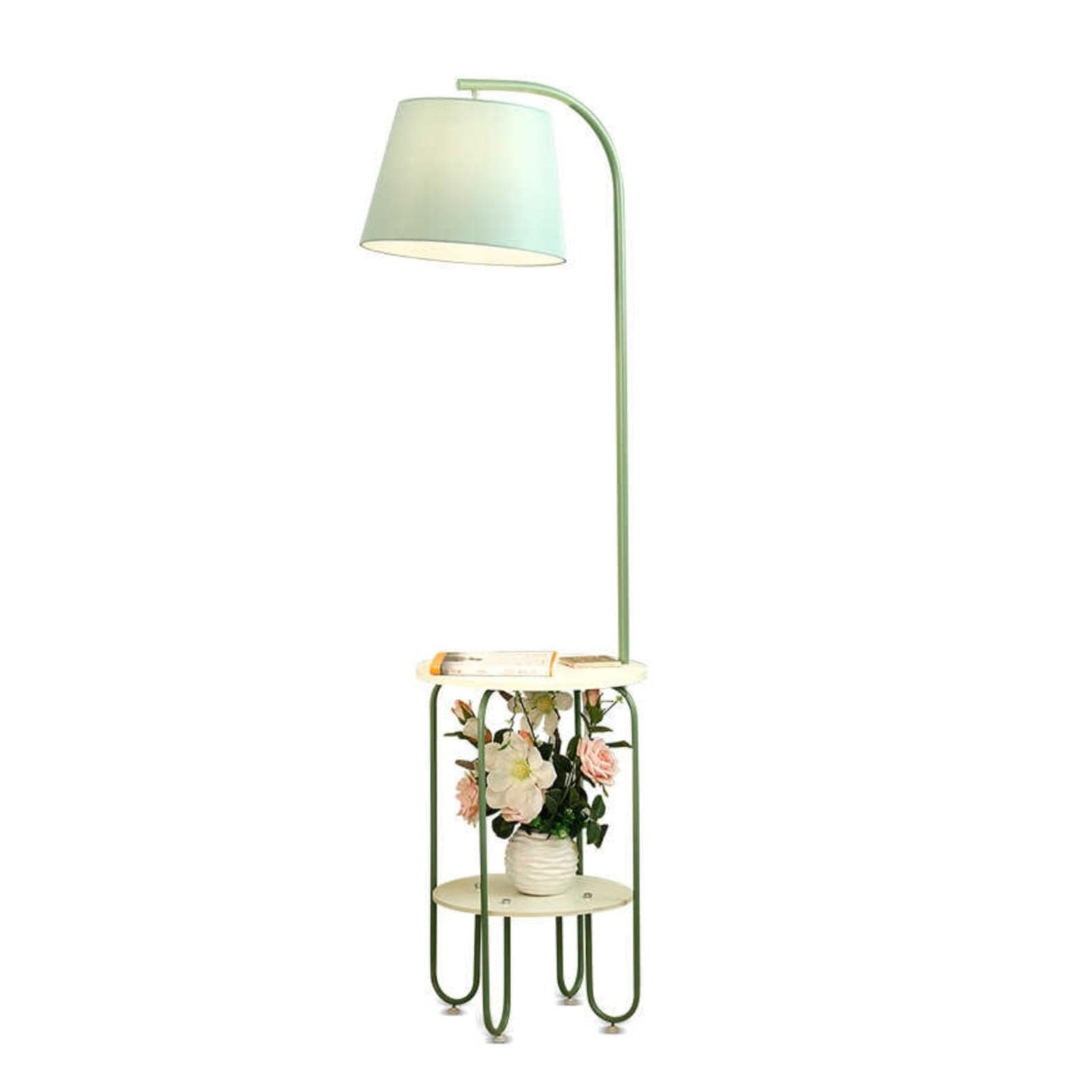 Z4T8M2K6G5 Tall Standing Lamp Floor Lamps End Table with Charging Station, Bedside with Lamp Attached, Small Side for Bedroom(Green)