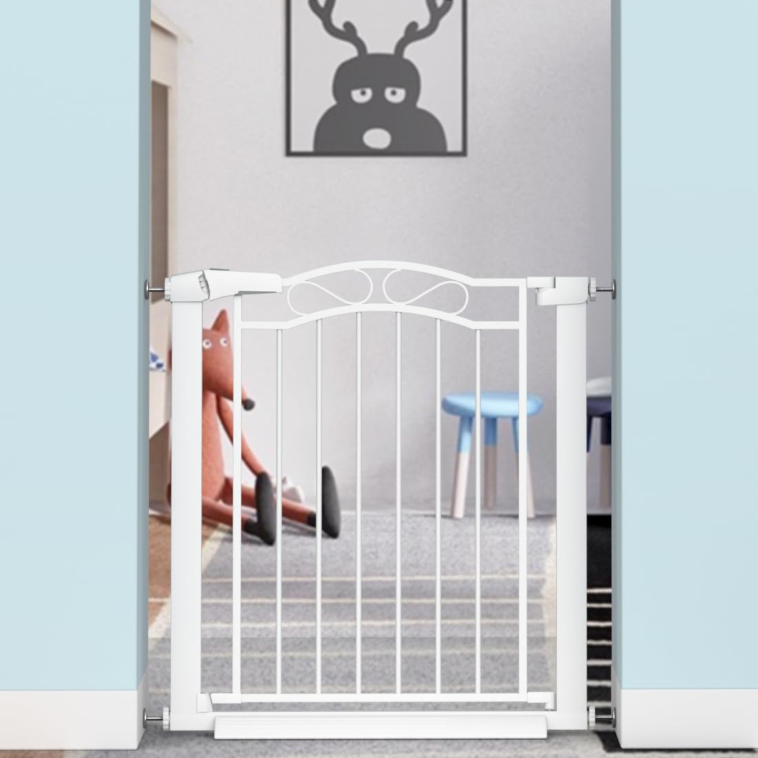 Mornyray ベビーゲート ベビーフェンス 突っ張り式 オートクローズ機能 ペットゲート セーフティー 安全ゲート 扉開閉式 ペット柵 育児用品 取付幅75-82CM