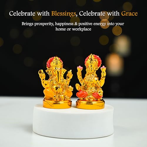 Image of ZAICUS Laxmi Ganesh Idol Set - Goddess Lakshmi & Lord Ganesha Murti for Home Mandir, Puja, Diwali & Housewarming Gift