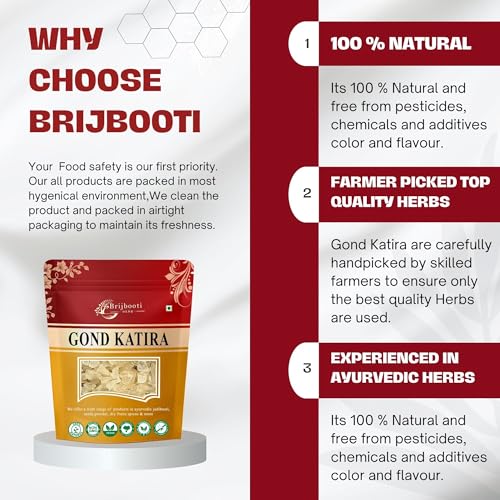 Birju Mahavir Gond Katira Pure Organic Edible Gum -(200 Gr) | Tragacanth Gum Crystals | Kathila Gum | High Cooling Properties | 100% Natural | Chahar Gond | Cochlospermum Gossypium