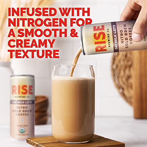 Rise Brewing Co. | Oat Milk Nitro Cold Brew Latte | No Sugar Added, Vegan | Organic & Non-Gmo | Low Acidity | 7 Fl. Oz. Cans (12 Pack) #TOP4