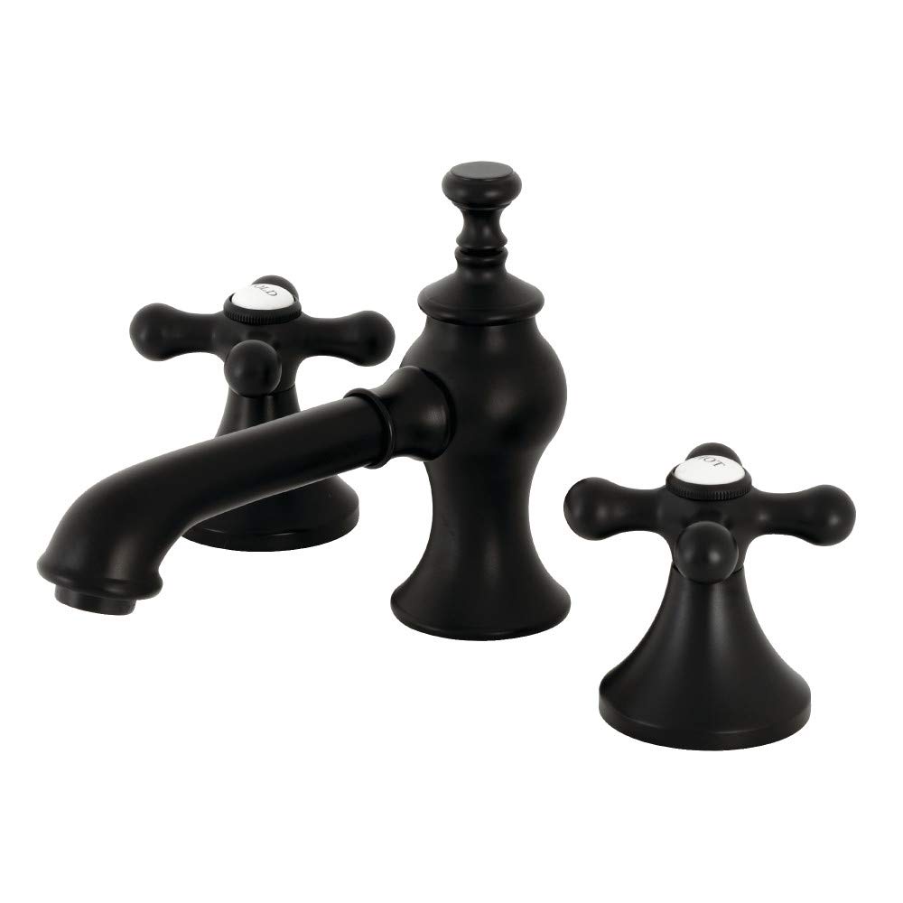 Robinet de salle de bain vintage Kingston KC7060AX noir mat en laiton avec pop-up 20,3 cm