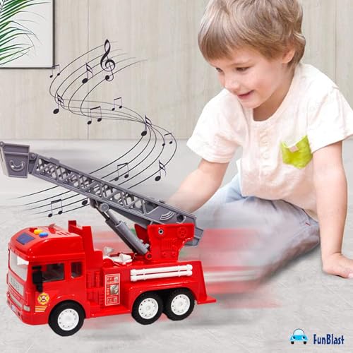 Image of FunBlast Fire Rescue Truck Toy - Pull Back Truck Toys, Friction Power Fire Rescue Truck for Kids, Light and Sound Toys, Vehicles Truck Toy for 3+ Years Old Boys and Girls (Multicolor)