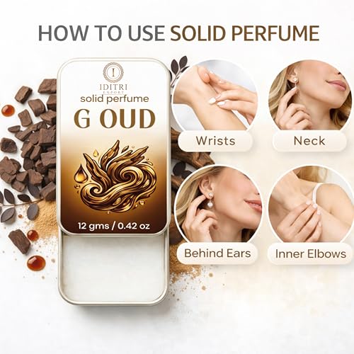 Image of Solid Perfume G Oud | Mogra | Alcohol Free Wax Perfume Balm, Long Lasting Pocket Fragrance Tin 12g, Non Greasy Smooth Glide, Travel Friendly | Date Night | Party Luxury Feel