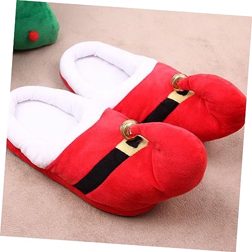 1pair Christmas Plush Warm Slippers for Adults and Boy Girl Non-slip Cozy Footwear for Autumn and Winter Festive Red Design Family4