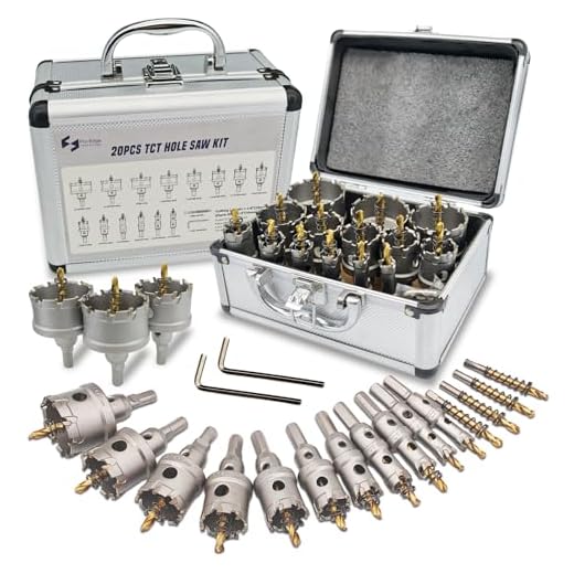 Pro Edge 20pcs Carbide Hole Saw Kit for Hard Metal, TCT 1/2"-2-1/4" Hole Cutter Set for Stainless Steel, Iron, Alloy, Aluminum, with Two Extra Titanium Plated Pilot Center Drill and Two L-Wrench
