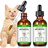 Cat Antibiotics for Infection, Natural Antibiotics for Cats, Cat Multivitamins, Cat Antibiotic Supports Immune and Cat Allergy Itch Relief, Pet Antibiotics Supplements, Chicken Flavor, 4 Fl Oz/2 Pack