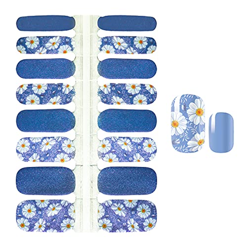 Silpecwee 5 Sheets Flower Nail Polish Strips Self Adhesive Nail Stickers Full Nail Wraps Nail Art Accessories Nail Strips For Women With 1Pc Nail File #TOP4