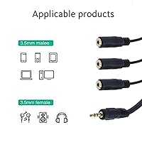 Vista 5 de Maxmoral 2 divisor de audio 1M/3F, chapado en oro de 1 pie TRRS macho de 0.138 in a conector estéreo hembra de 0.118 x 0.138 in 1 entrada 3 salidas